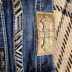 Miss Me Gold and Blue Jeans with Premium Denim